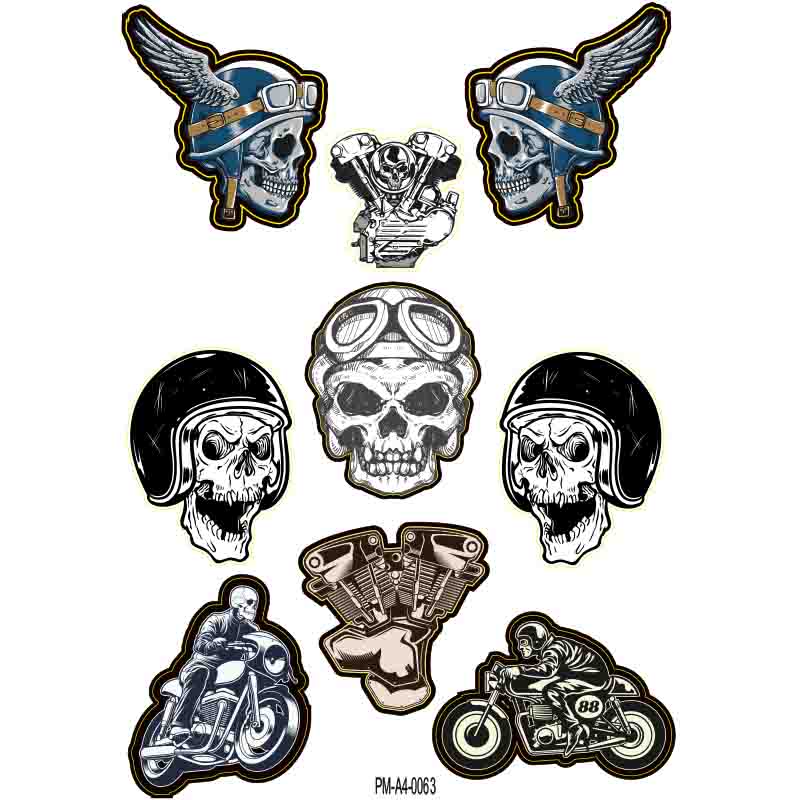 SKULL KURU KAFA MOTOSİKLET STİCKER SETİ 01