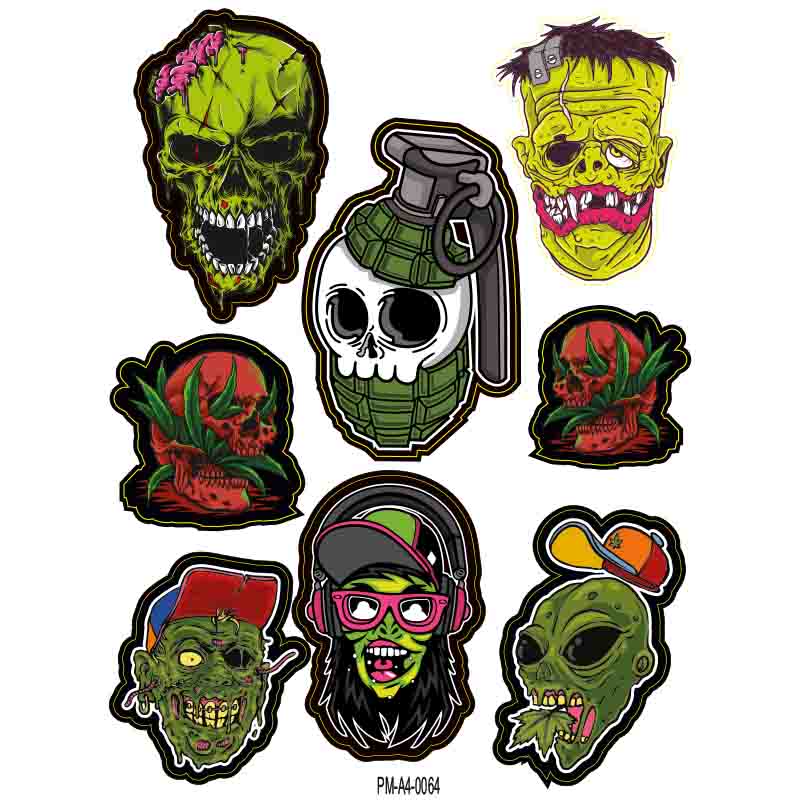 ZOMBİ KURU KAFA KARIŞIK STİCKER SETİ 01