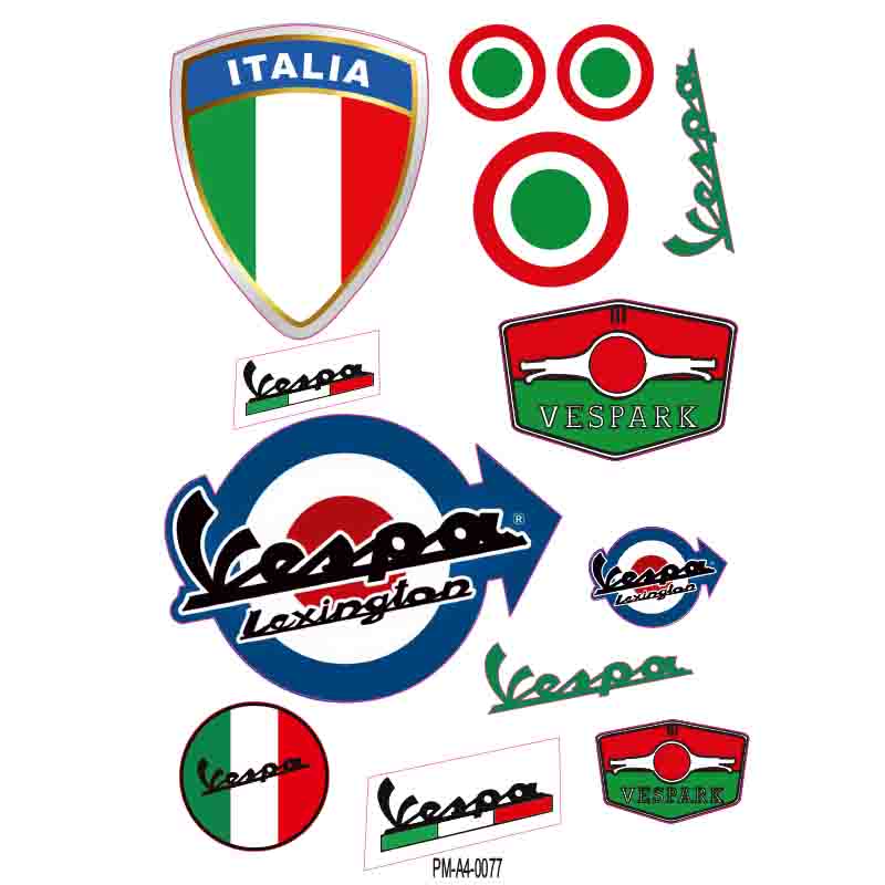 VESPA EKİPMAN KASK MOTORSİKLET STİCKER SETİ 01