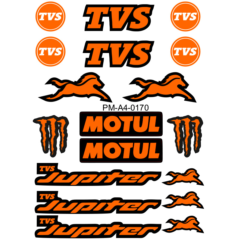 TVS JÜPİTER TASARIMLI EKİPMAN KASK MOTOSİKLET STİCKER SETİ 03