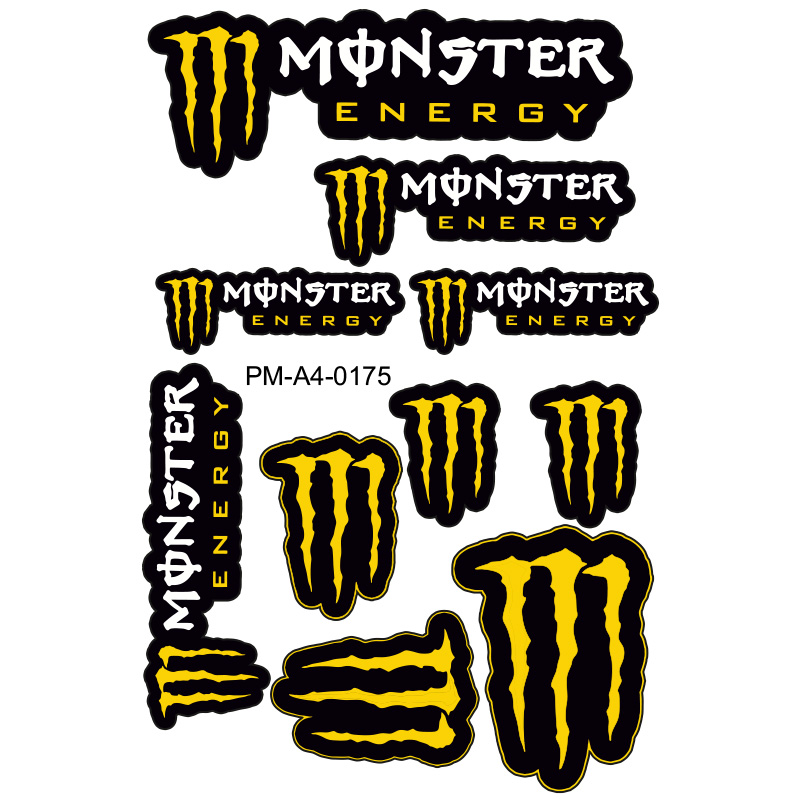 MONSTER TASARIMLI EKİPMAN KASK MOTOSİKLET STİCKER SETİ 001
