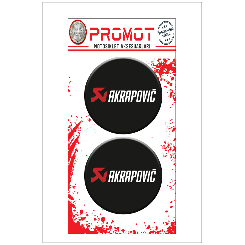 AKRAPOVIC 3D KABARTMALI DAMLA LOGO STİCKER 5cm 01