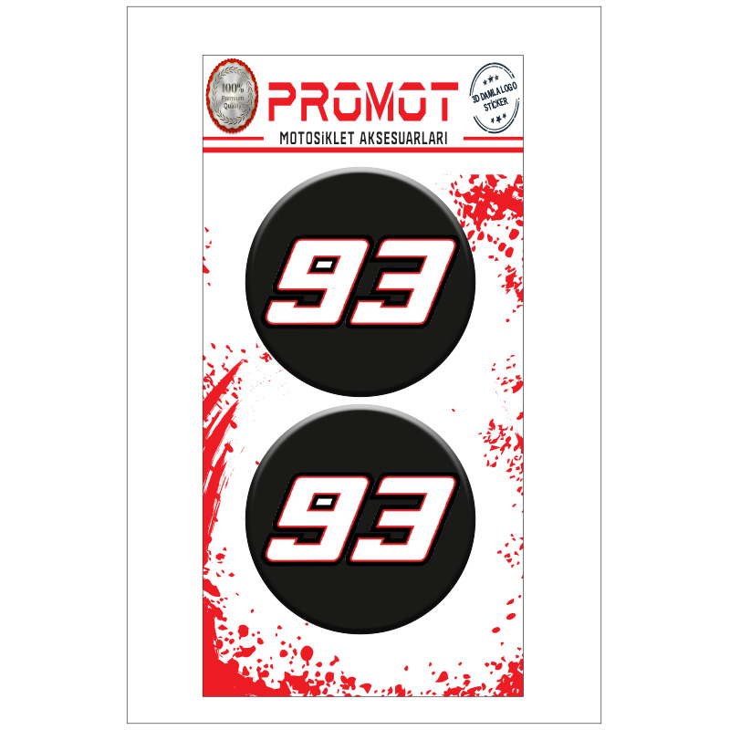 MARQUEZ 93 3D KABARTMALI DAMLA LOGO STİCKER 5cm 01