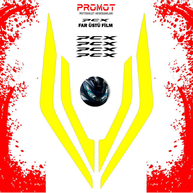 PCX 125/150 UYUMLU FAR KAPLAMA STİCKER 2021-24 SARI