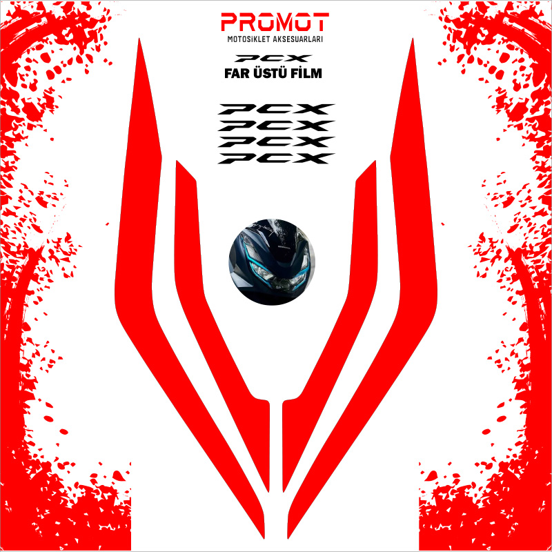 PCX 125/150 UYUMLU FAR KAPLAMA STİCKER 2021-24 KIRMIZI