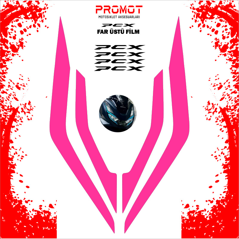 PCX 125/150 UYUMLU FAR KAPLAMA STİCKER 2021-24 PEMBE
