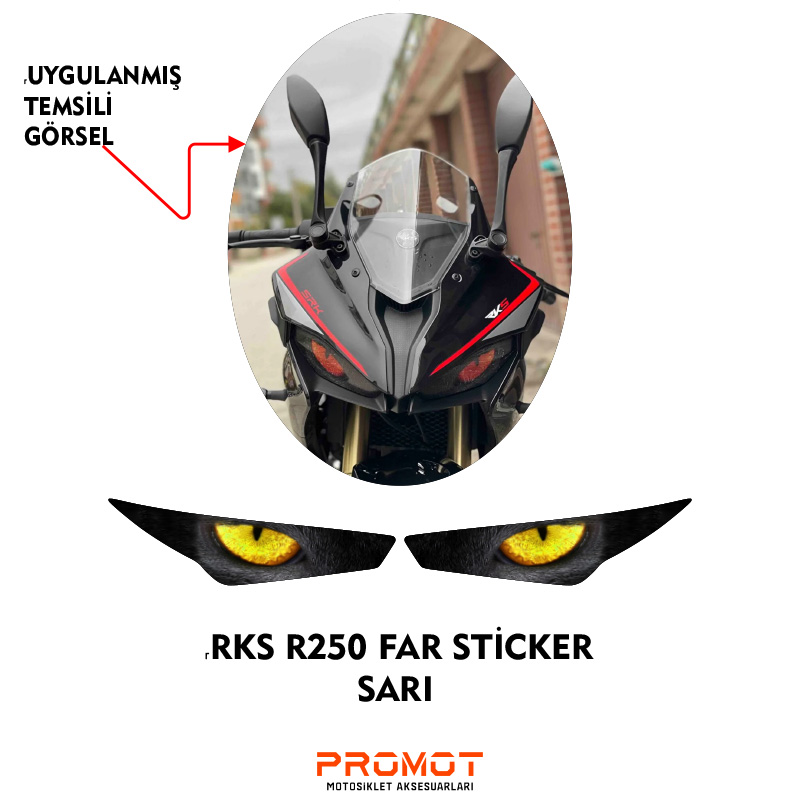 RKS R250 UYUMLU FAR KAPLAMA STİCKER SARI 2023/24
