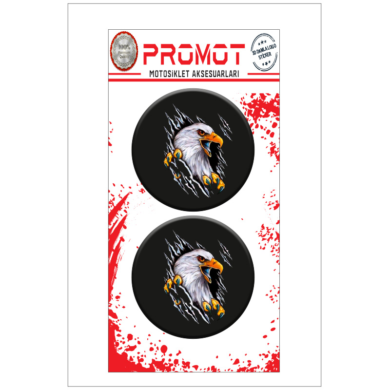 KARTAL TASARIMLI 3D KABARTMALI DAMLA STİCKER 5CMx5CM 01