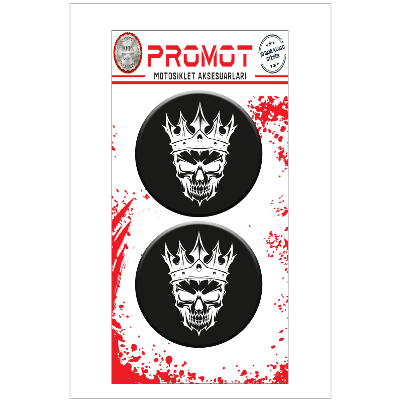 KURU KAFA 3D KABARTMALI DAMLA LOGO STİCKER 5cm 01