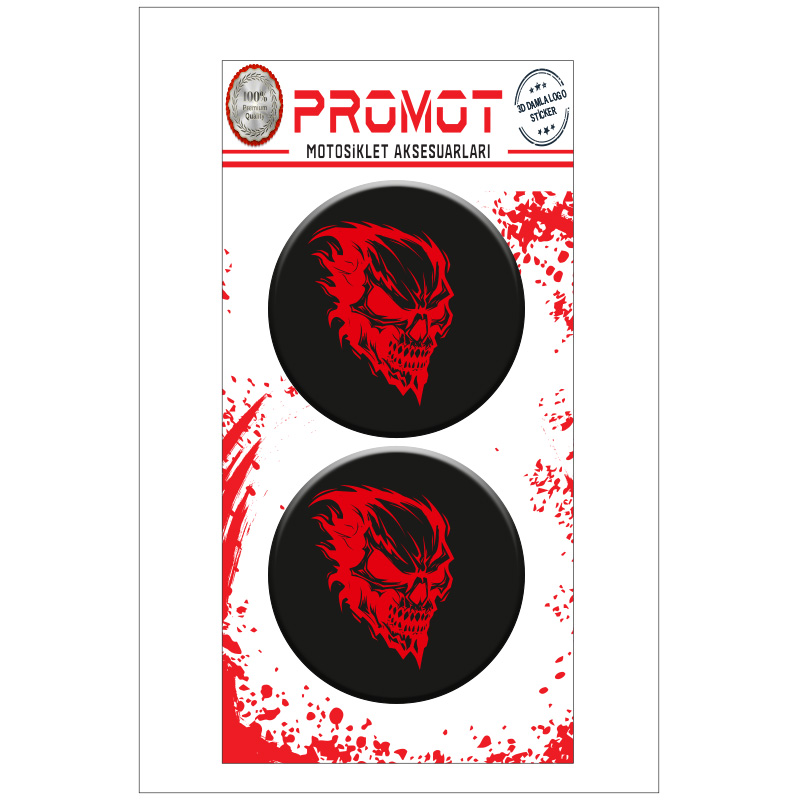 KURU KAFA 3D KABARTMALI DAMLA LOGO STİCKER 5cm 05