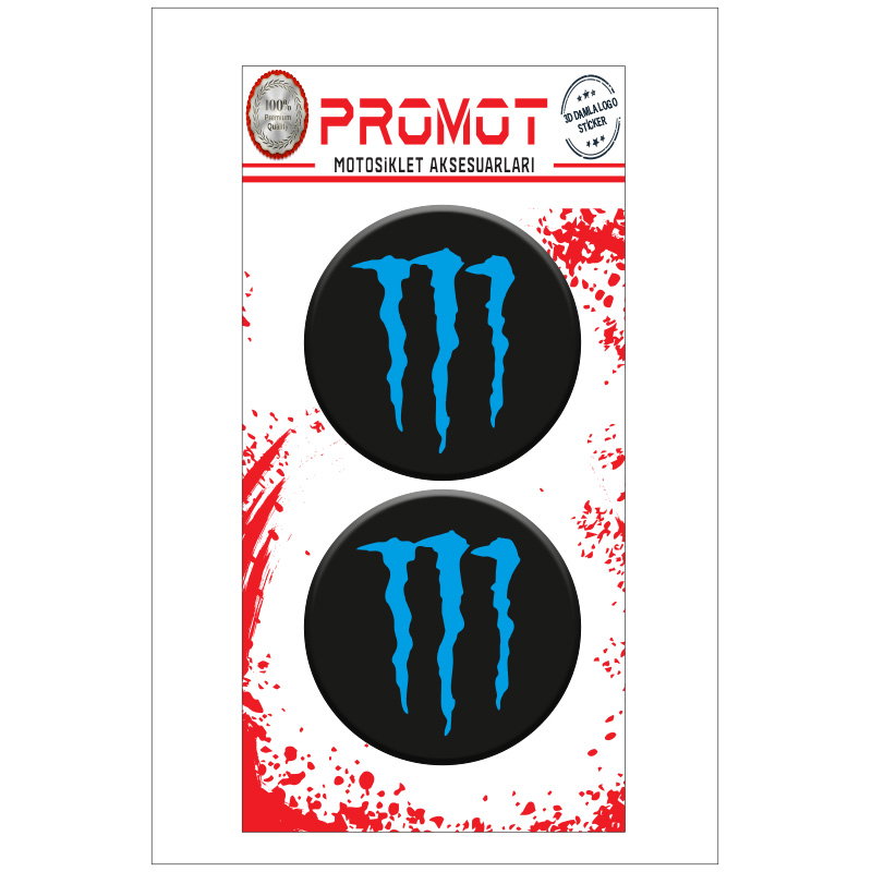 MONSTER 3D KABARTMALI DAMLA LOGO STİCKER 5cm 01