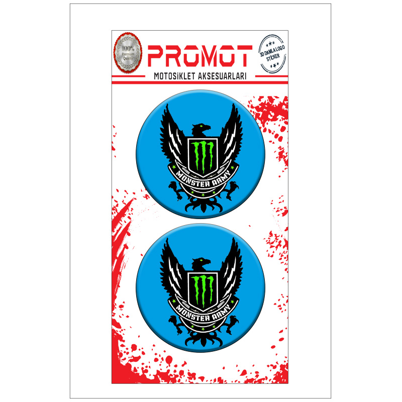 MONSTER 3D KABARTMALI DAMLA LOGO STİCKER 5cm 10