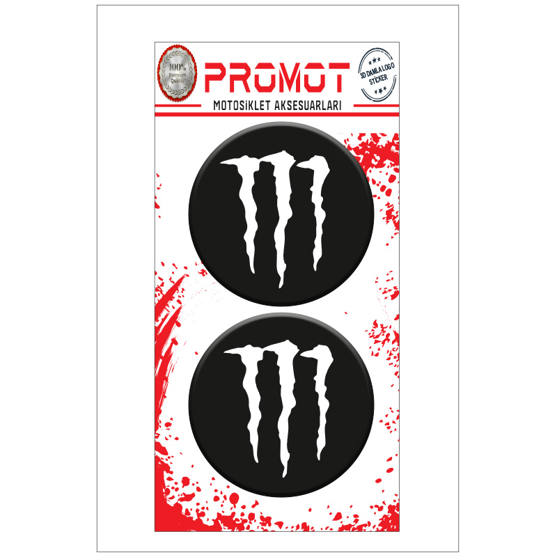 MONSTER 3D KABARTMALI DAMLA LOGO STİCKER 5cm 04