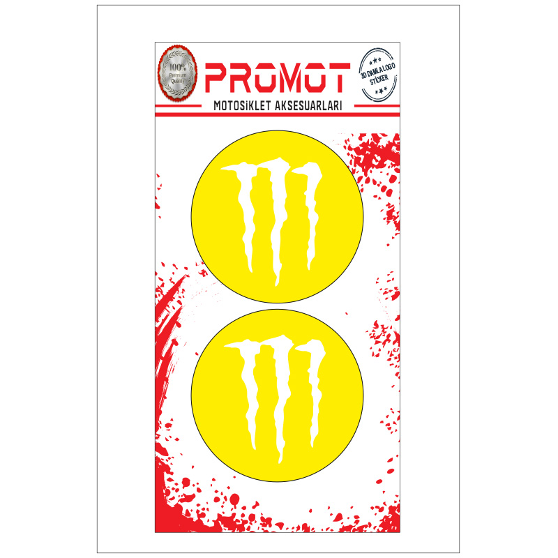 MONSTER 3D KABARTMALI DAMLA LOGO STİCKER 5cm 07