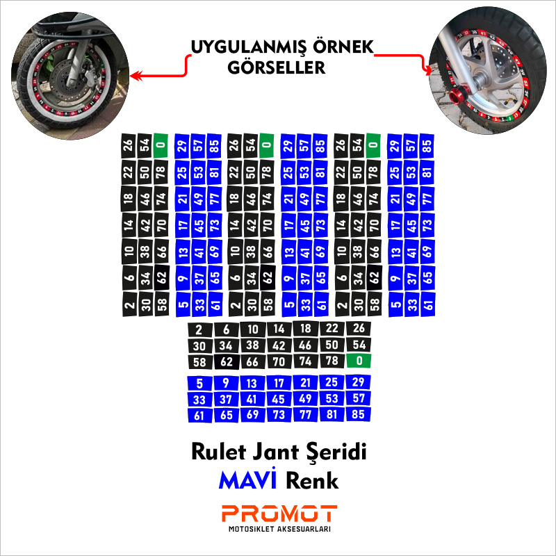 Rulet Jant Şeridi Mavi Renk 