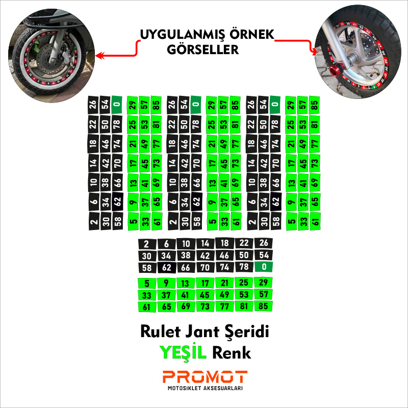 Rulet Jant Şeridi Yeşil Renk 