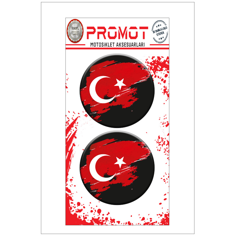 TÜRK BAYRAĞI 3D KABARTMALI DAMLA LOGO STİCKER 5cm 01